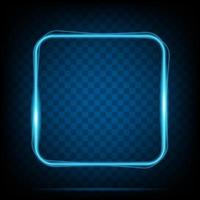 Neon light square frame. Glowing banner isolated on transparent background. Realistic template sign vector. vector