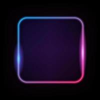 Neon light square banner. Glowing frame isolated on transparent background. Realistic template sign vector. vector