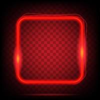 Neon light square banner. Glowing frame isolated on transparent background. Realistic template sign vector. vector