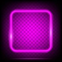 Neon light square banner. Glowing frame isolated on transparent background. Realistic template sign vector. vector