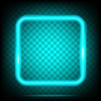 Neon light square banner. Glowing frame isolated on transparent background. Realistic template sign vector. vector