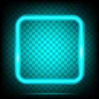 Neon light square banner. Glowing frame isolated on transparent background. Realistic template sign vector. vector