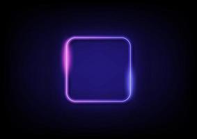 marco de borde de neón. púrpura y azul aislado en transparencia con vector de fondo de sombra.línea en el panel de estilo gráfico.