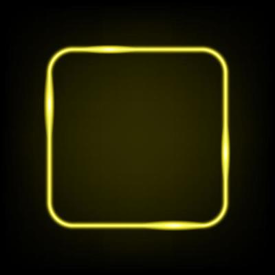 Neon light square banner. Glowing frame isolated on transparent background. Realistic template sign vector.