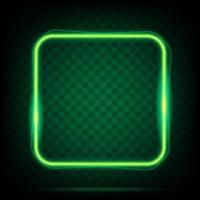 Neon light square banner. Glowing frame isolated on transparent background. Realistic template sign vector. vector