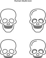 icono de calavera aislado sobre fondo blanco. icono de cráneo contorno de línea delgada símbolo de cráneo lineal para logotipo, web, aplicación, ui. signo simple del icono del cráneo. vector