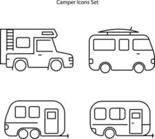 icono de camper aislado sobre fondo blanco de la colección camping. icono de camper moderno y moderno símbolo de camper para logotipo, web, aplicación, ui. signo simple del icono del campista. vector