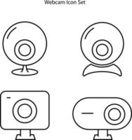 iconos de webcam establecidos aislados en fondo blanco de la colección de videos. icono de cámara web contorno de línea delgada símbolo de cámara web lineal para logotipo, web, aplicación, interfaz de usuario. signo simple del icono de la cámara web. vector