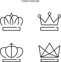 conjunto de iconos de corona aislado sobre fondo blanco. icono de corona contorno de línea delgada símbolo de corona lineal para logotipo, web, aplicación, ui. signo simple del icono de la corona. vector