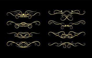 Gold Borders Elements Set Collection, ornament Vector