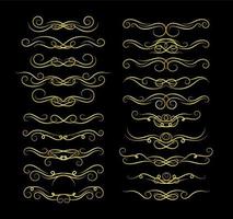 Gold Borders Elements Set Collection, ornament Vector