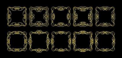 Gold Borders Elements Set Collection, ornament Vector