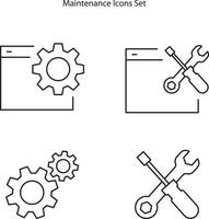 iconos de mantenimiento aislados sobre fondo blanco. iconos de mantenimiento símbolo de mantenimiento moderno y moderno para logotipo, web, aplicación, ui. iconos de mantenimiento signo simple. vector