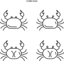 crab icon isolated on white background from gastronomy collection. crab icon thin line outline linear crab symbol for logo, web, app, UI. crab icon simple sign. crabs icon set vector