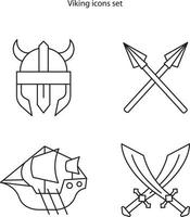 conjunto de iconos vikingos aislado sobre fondo blanco. icono vikingo contorno de línea delgada símbolo vikingo lineal para logotipo, web, aplicación, ui. icono vikingo signo simple. vector