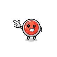 emergency panic button mascot pointing top left vector