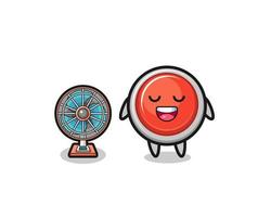 cute emergency panic button is standing in front of the fan vector