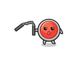 cartoon of emergency panic button using nunchaku vector