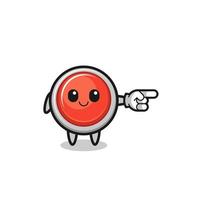 emergency panic button mascot with pointing right gesture vector