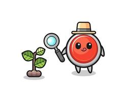 cute emergency panic button herbalist researching a plants vector