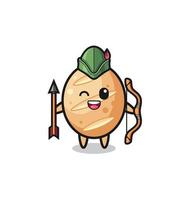french bread cartoon as medieval archer mascot vector