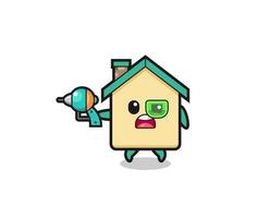 cute house holding a future gun vector