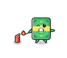 money mascot illustration playing firecracker vector