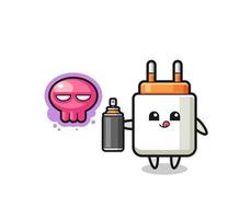 power adapter cartoon make a graffiti with a spray paint vector