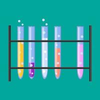 Set with medical laboratory equipment. holder with test tube. soleted flat illustration vector