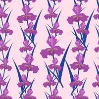 Seamless cute pattern with iris flowers. Botanical background vector