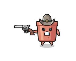 the flowerpot cowboy shooting with a gun vector