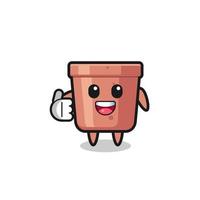 flowerpot mascot doing thumbs up gesture vector