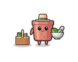 flowerpot herbalist cute cartoon vector