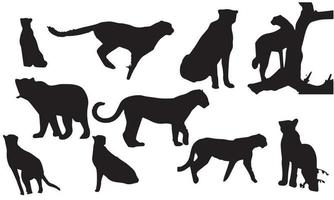 cheetah vector silhouette illustration design, logo template. collection