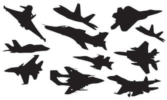 Jet fighter silhouettes vector illustration design black and white background