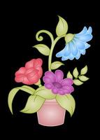 Flowers On Black Background vector