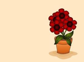 Red Flowers In Pot vector