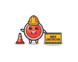 illustration of emergency panic button with under construction banner vector