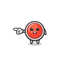 emergency panic button cartoon with pointing left gesture vector