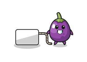 eggplant cartoon is pulling a banner vector