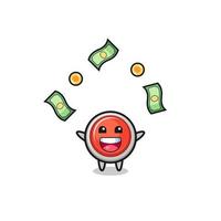 illustration of the emergency panic button catching money falling from the sky vector