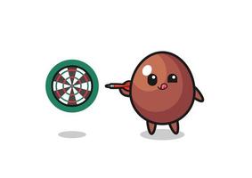 cute chocolate egg is playing dart vector