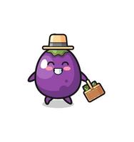 eggplant herbalist character searching a herbal vector