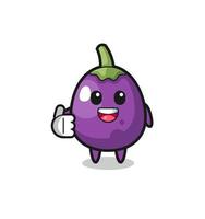 eggplant mascot doing thumbs up gesture vector