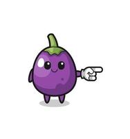eggplant mascot with pointing right gesture vector