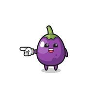 eggplant cartoon with pointing left gesture vector