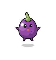 eggplant character is jumping gesture vector