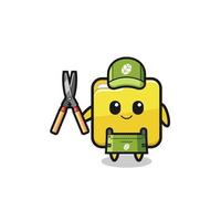 cute folder as gardener mascot vector