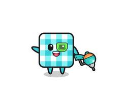 checkered tablecloth cartoon as future warrior mascot vector