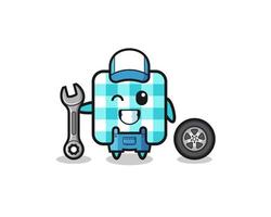 the checkered tablecloth character as a mechanic mascot vector